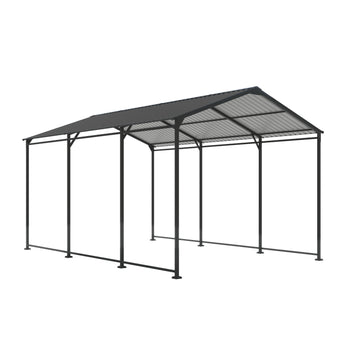Metal Carport 10 15 Ft Heavy Duty With Galvanized Steel Roof, Metal Garage Canopy With Galvanized Steel Roof & Frame, Car Tent Outdoor Storage Shed For Car, Boats And Truck, Gray Grey Metal