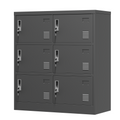 6 Door Employee Storage Locker, Metal Lockers For Office, Gym, School, And Homewith Card Slot Black Freestanding 5 Or More Spaces Powder Coated Black Gym Door Locks Modern Metal Metal