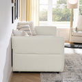 Daybed With Trundle Upholstered Tufted Sofa Bed, Twin Size, Boucle Fabric, Beige 83