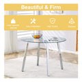 Table And Chair Set.A Modern Minimalist Style Round Clear Tempered Glass Table With Silver Metal Legs.Paried With 4 Chairs With Modern Pu Leather High Back Upholstered And C Tube Chrome Legs. Silver,White Seats 4 Glass Metal