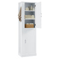 Tall Bathroom Storage Cabinet, Freestanding Storage Cabinet With Hook And Adjustable Shelf, Mdf Board, White White 2 Mdf