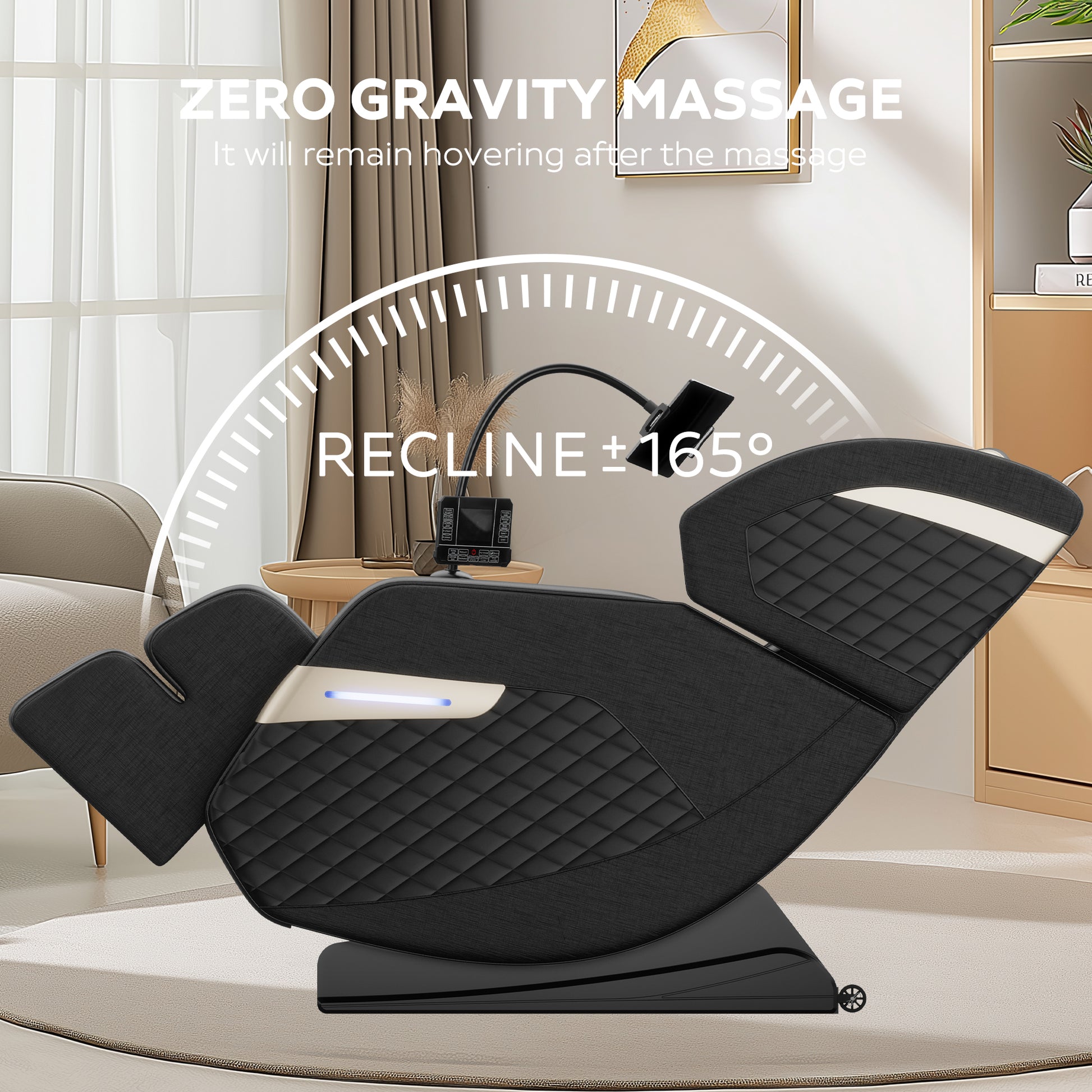 2024 Massage Chair Recliner With Zero Gravity With Full Body Air Pressure Black Pu Leather