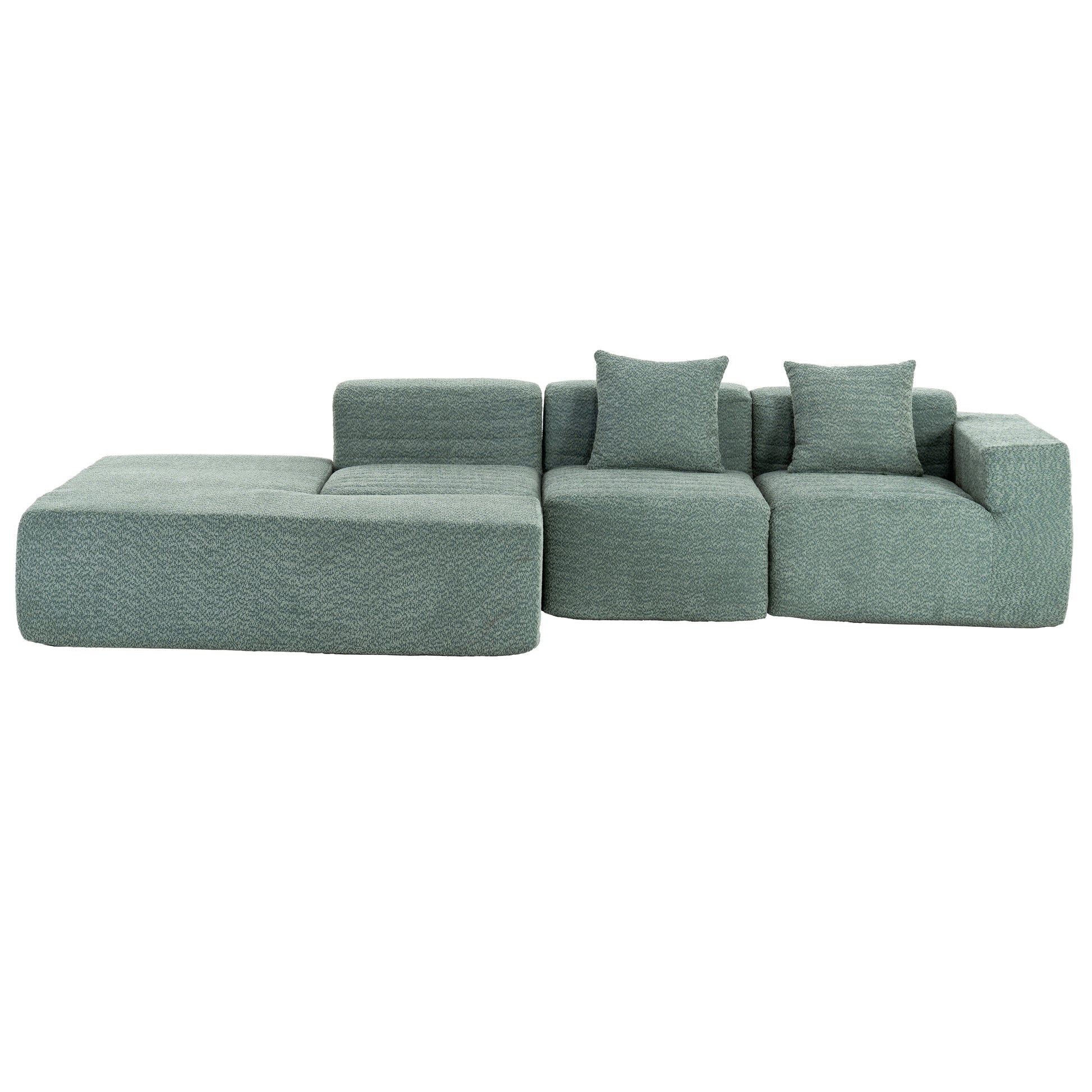 116.5" Sectional Sofa Full Compressed Sofa Couch Free Combined Sofa For Living Room, Green Green Foam Polyester 4 Seat