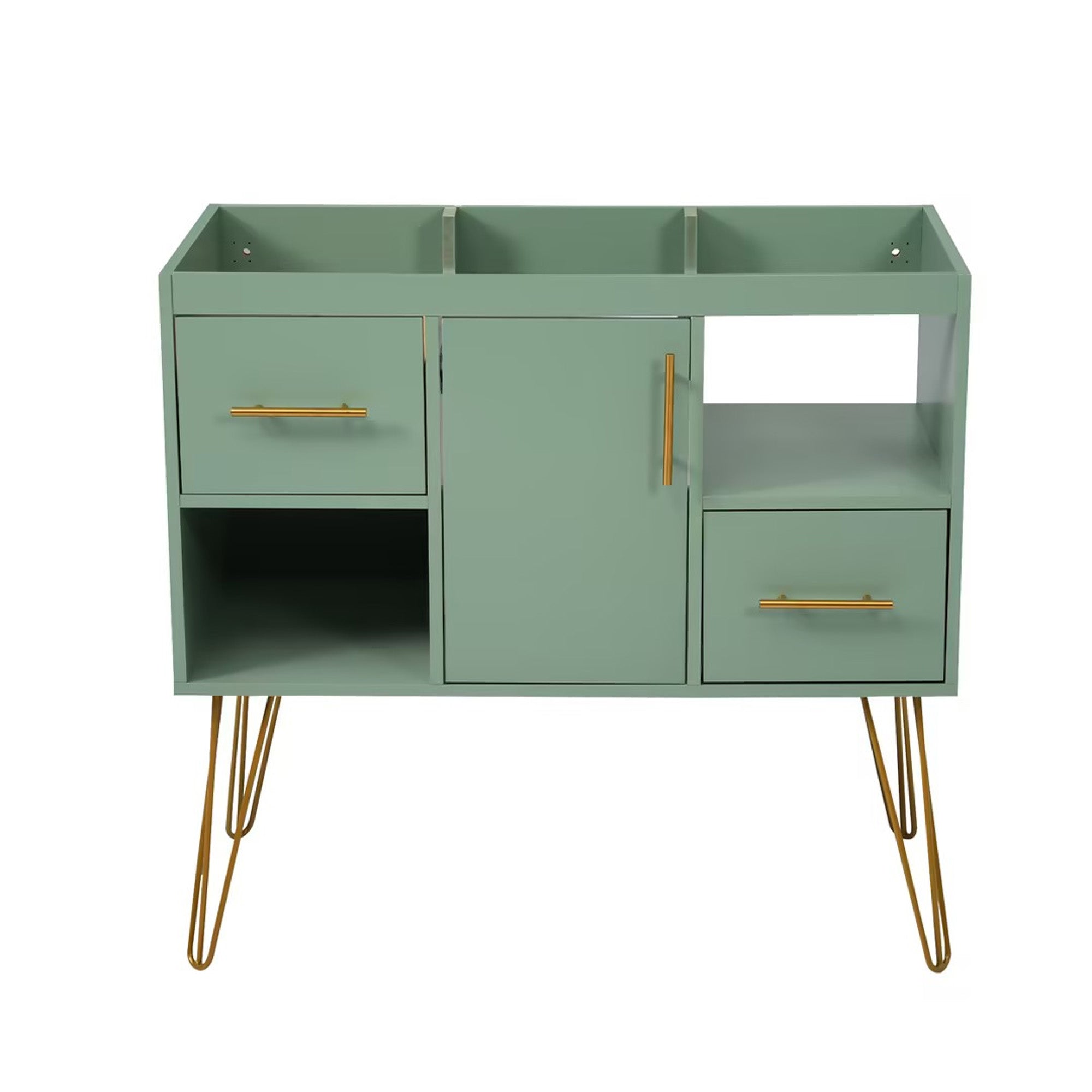 36'' Bathroom Vanity Without Sink, Modern Freestanding Single Bathroom Cabinet With 2 Drawers & 2 Storage Compartments, Storage Cabinet For Bathroom, Solid Wood Frame Vanitygreen Not Include Basin 2 Green 1 Adjustable Hinges Bathroom Freestanding Modern