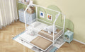 Twin Size Metal House Bed With Fence, With Trundle, White Twin White Metal