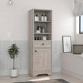 St. Clair Linen Cabinet, Two Interior Shelves, Two Open Shelves, Single Door Grey 1 4 Bathroom Freestanding Modern Particle Board Engineered Wood