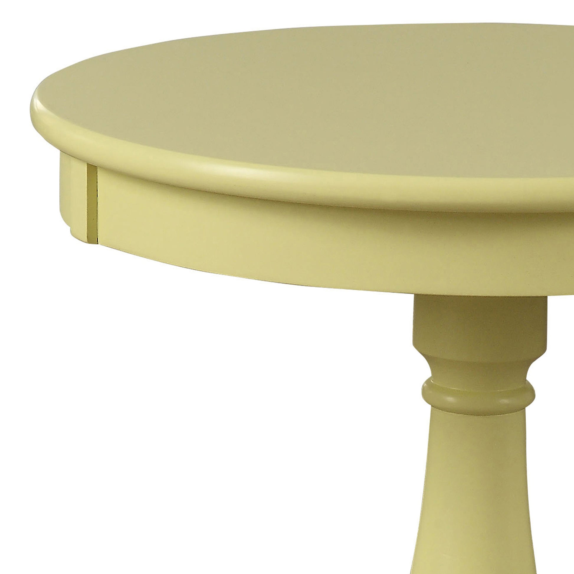 Light Yellow Side Table With Turned Pedestal Light Yellow Primary Living Space Traditional Round Wood Pedestal