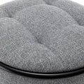 Round Storage Bar Stool Set Of 2, Grey Linen Height Adjustable Barstool, 360 Counter Height Swivel Stool, Armless Bar Chair With Metal Frame For Kitchen Counter Dining Living Room Grey Set Of 2 Foam Linen