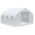 Outsunny 12' X 10' X 7' Walk In Greenhouse, Tunnel Green House With Zippered Mesh Door And 6 Mesh Windows, Gardening Plant Hot House With Galvanized Steel Frame, White White Steel