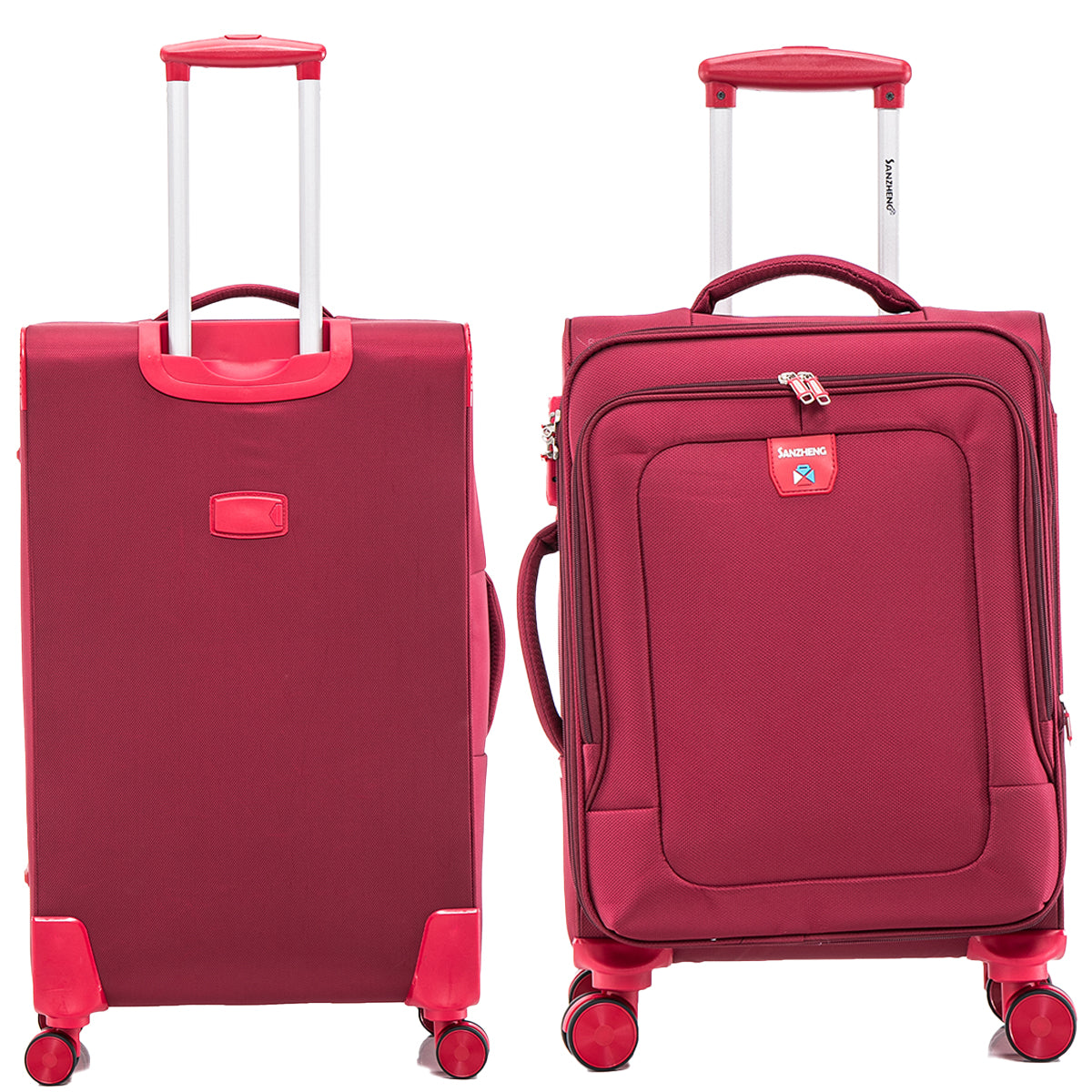 Four Piece Fabric Luggage Set, Suitcase For Travel, School And Business Trip 20 24 28 32In Wine Red Fabric