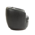 Upholstered Swivel Barrel Armchair With Storage Modern Living Room Side Chair For Bedroom Office Reading Spaces Pu Black Black Foam Upholstered