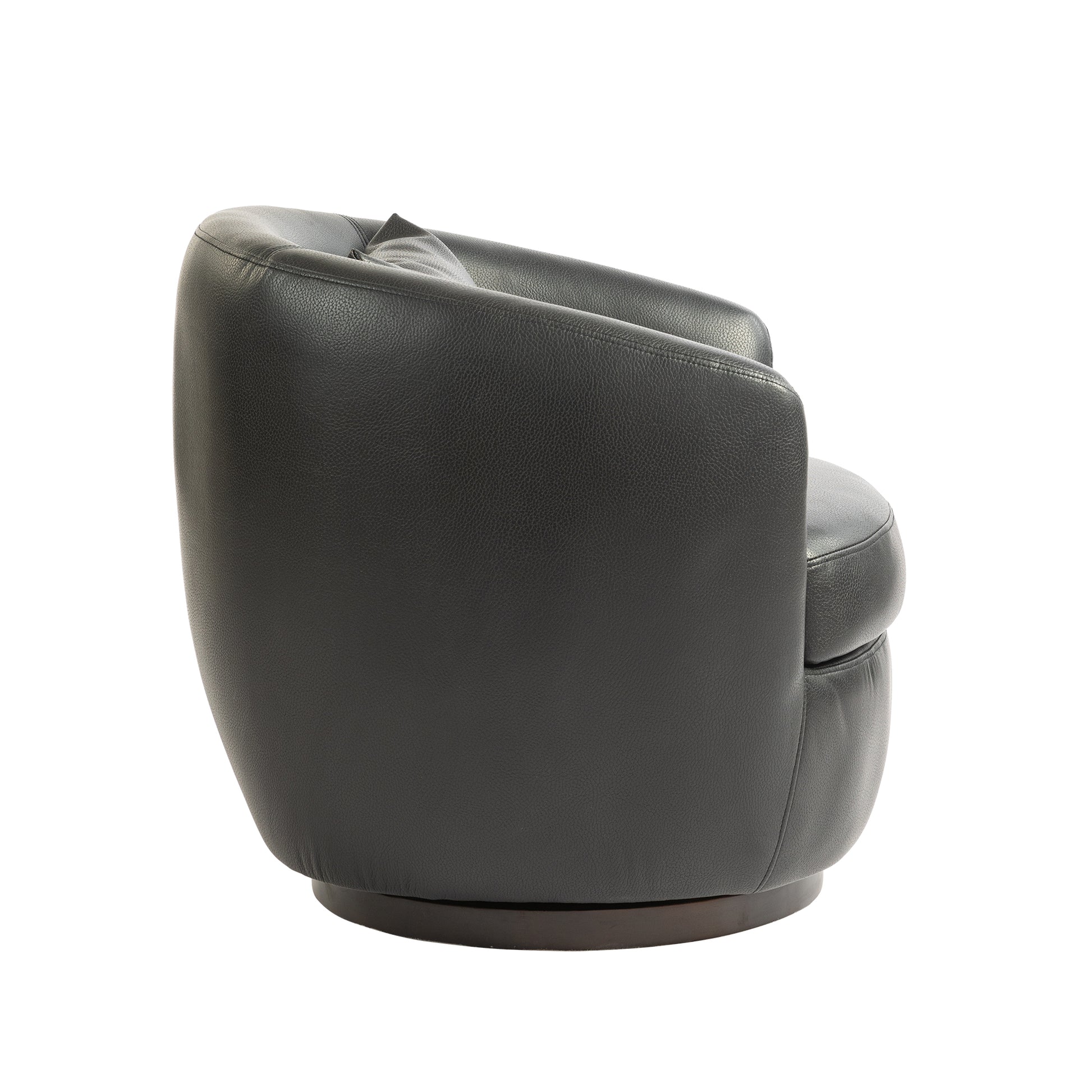 Upholstered Swivel Barrel Armchair With Storage Modern Living Room Side Chair For Bedroom Office Reading Spaces Pu Black Black Foam Upholstered