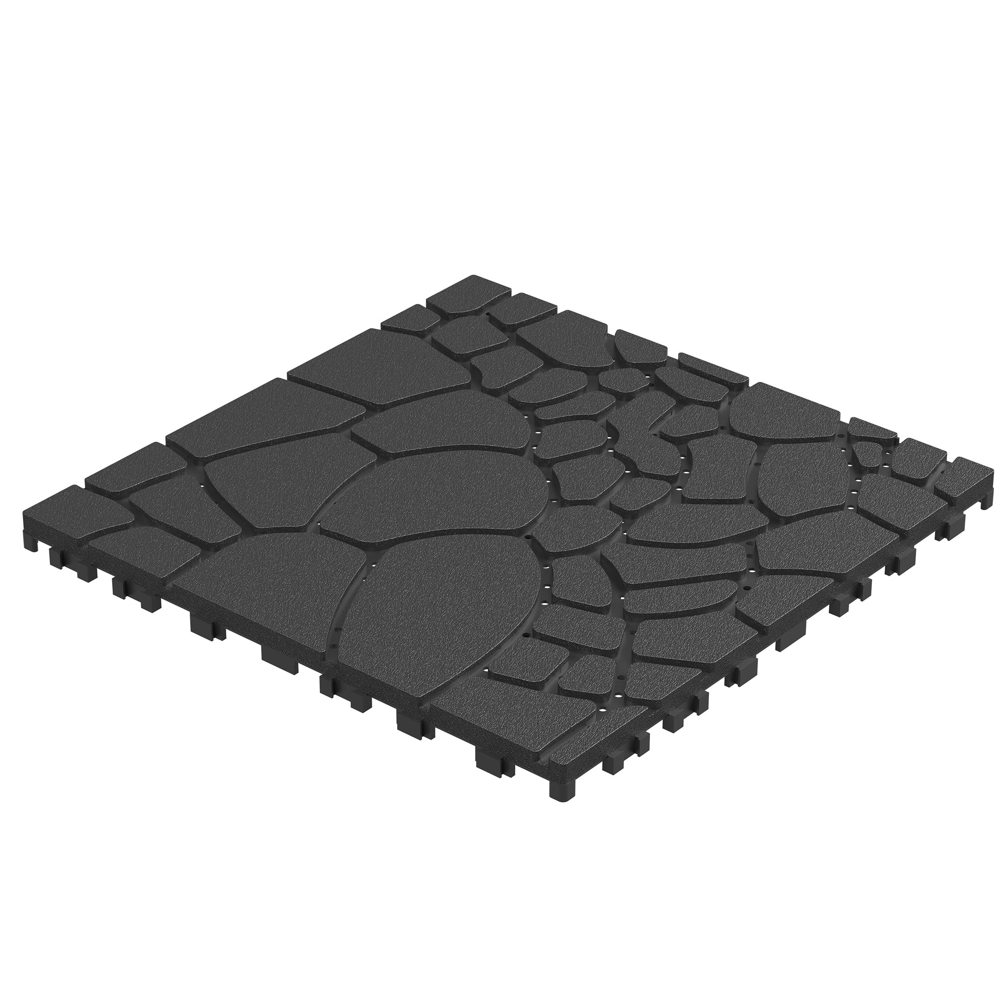 Stone Texture 12" Patio Deck Tiles, Diy Module Interlocking Decking Tiles Floor Tile,Easy And Quick Installation Court Tiles For Porch Poolside Balcony Backyard 44Pcs ,Dark Gray Grey Garden &