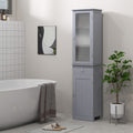 Kleankin Slim Bathroom Storage Cabinet, Tall Bathroom Cabinet, Narrow Linen Tower With Acrylic Door, Drawer And Shelves, Gray Gray Mdf