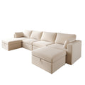 Modern Cotton Linen Modular Sectional Sofa, U Shape Convertible Sofa Set With Pillows, Oversized Sectional Couches With Storage Ottomans For Living Room, Loft, Apartment, Office White 6 Seats White Wood Primary Living Space Medium Duty Pine 6 Seat White