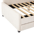 Twin Size L Shaped Corduroy Daybed,Upholstered Bed Frame With 2 Storage Drawers, Beige Twin Beige Wood Fabric