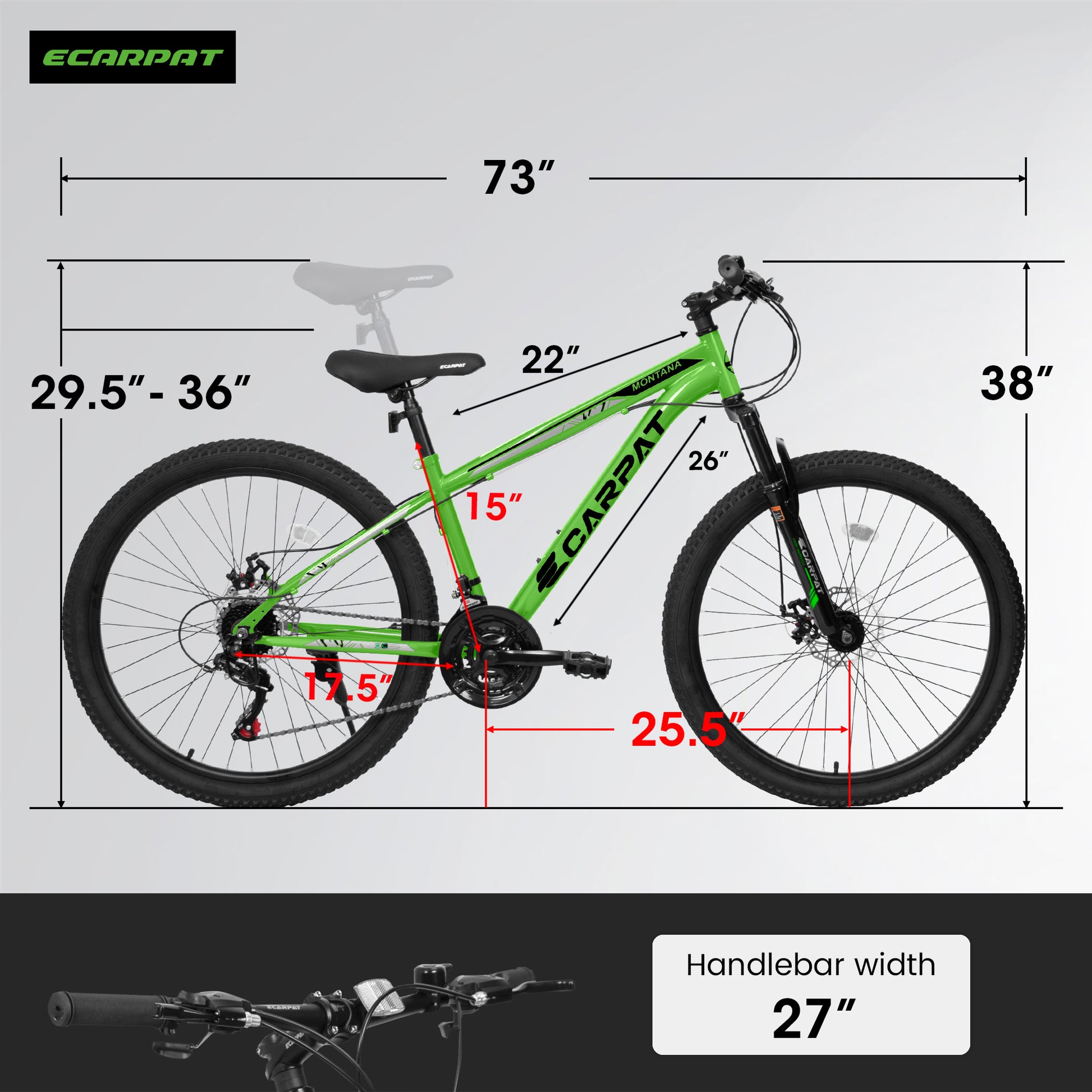 A2610 26 Inch Mountain Bike 21 Speeds, Suspension Fork, Steel Frame Disc Brake For Men Women Mens Bicycle Adlut Bike Cycling Green Without Garden & Outdoor Classic Multifunctional Steel