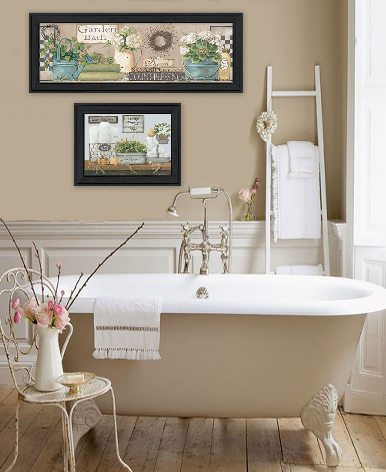 "Bath Time Dream, Soak And Relax" Framed Wall Art For Living Room, Wall Art Print For Home Decor, Bedroom Wall Art By Pam Britton Multicolor Wood Paper