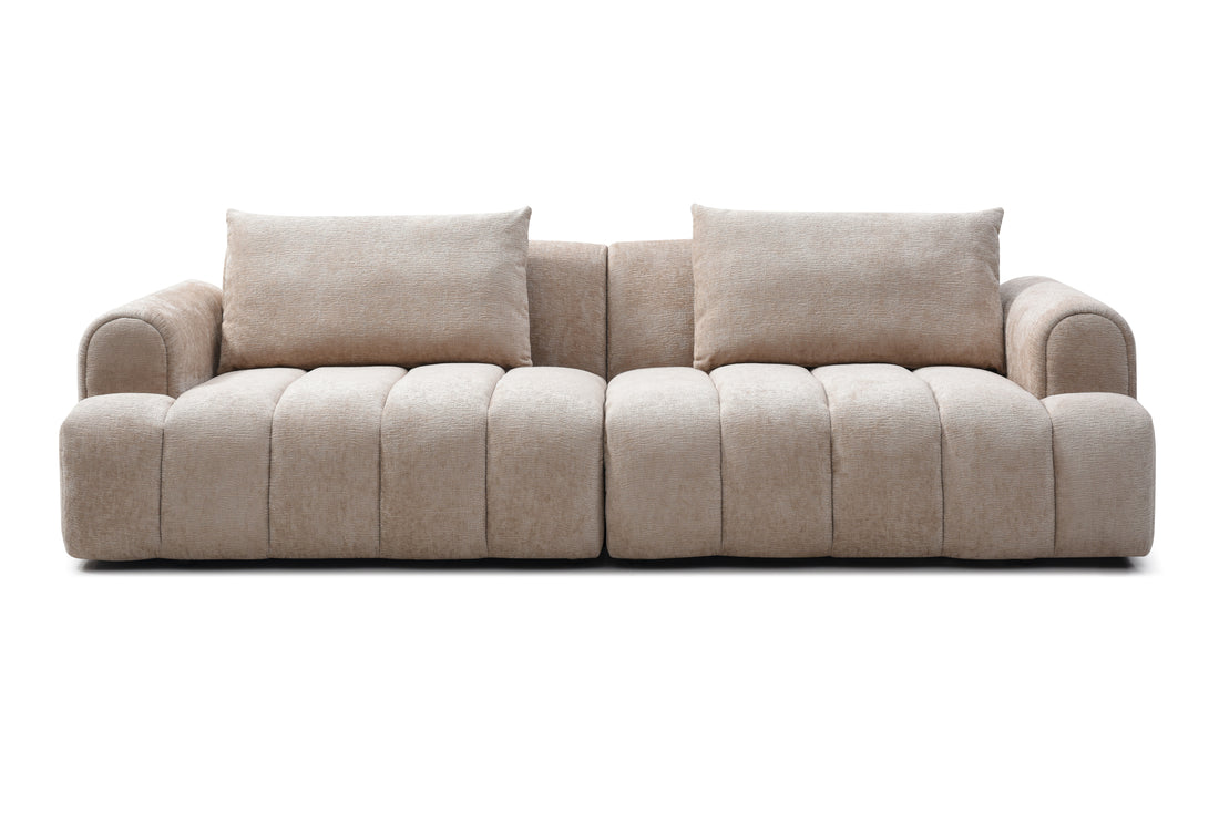Modern Sectional Sofa, 4 Seater, Chenille Velvet Upholstered Sofa Couch For Living Room Apartment Small Space Camel Chenille Wood Primary Living Space Medium Soft Cushion Back Modern Eucalyptus Foam Solid Wood 4 Seat