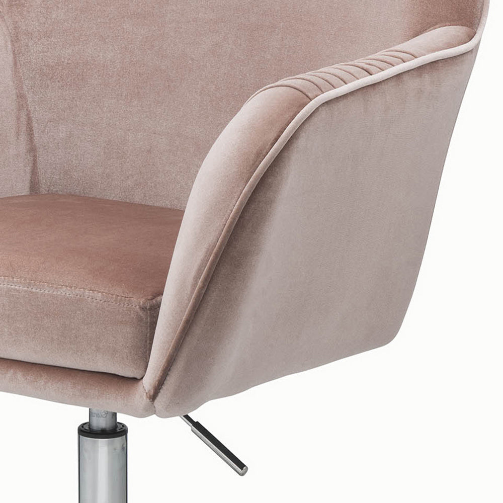 Peach And Chrome Swivel Office Chair Solid Pink Silver Foam Rectangular Office Chairs Solid Back Swivel Velvet