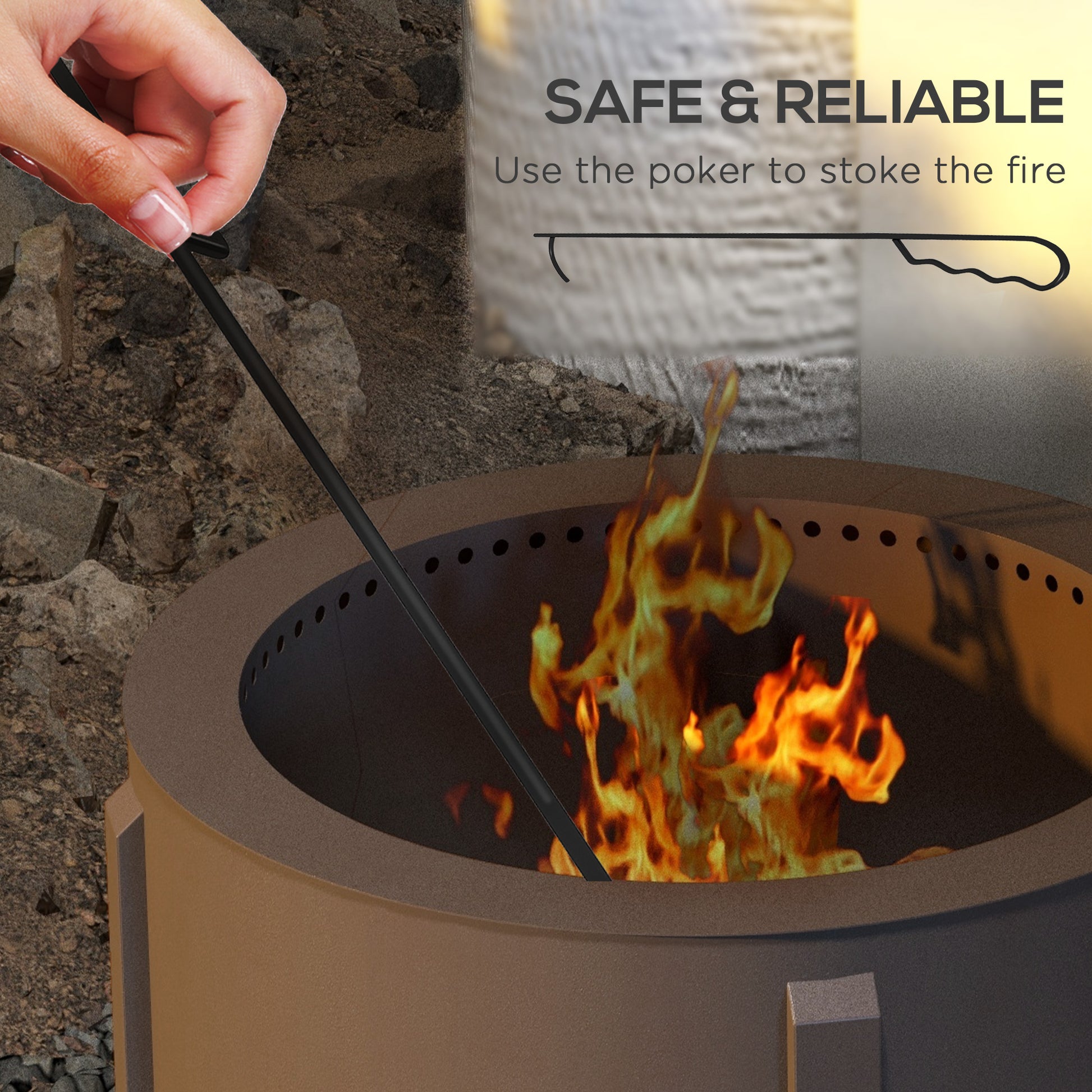 Outsunny 2 In 1 Smokeless Fire Pit, Bbq Grill, 19" Portable Wood Burning Firepit With Cooking Grate And Poker, Low Smoke Camping Bonfire Stove For Backyard Patio Picnic, Steel, Bronze Bronze Steel