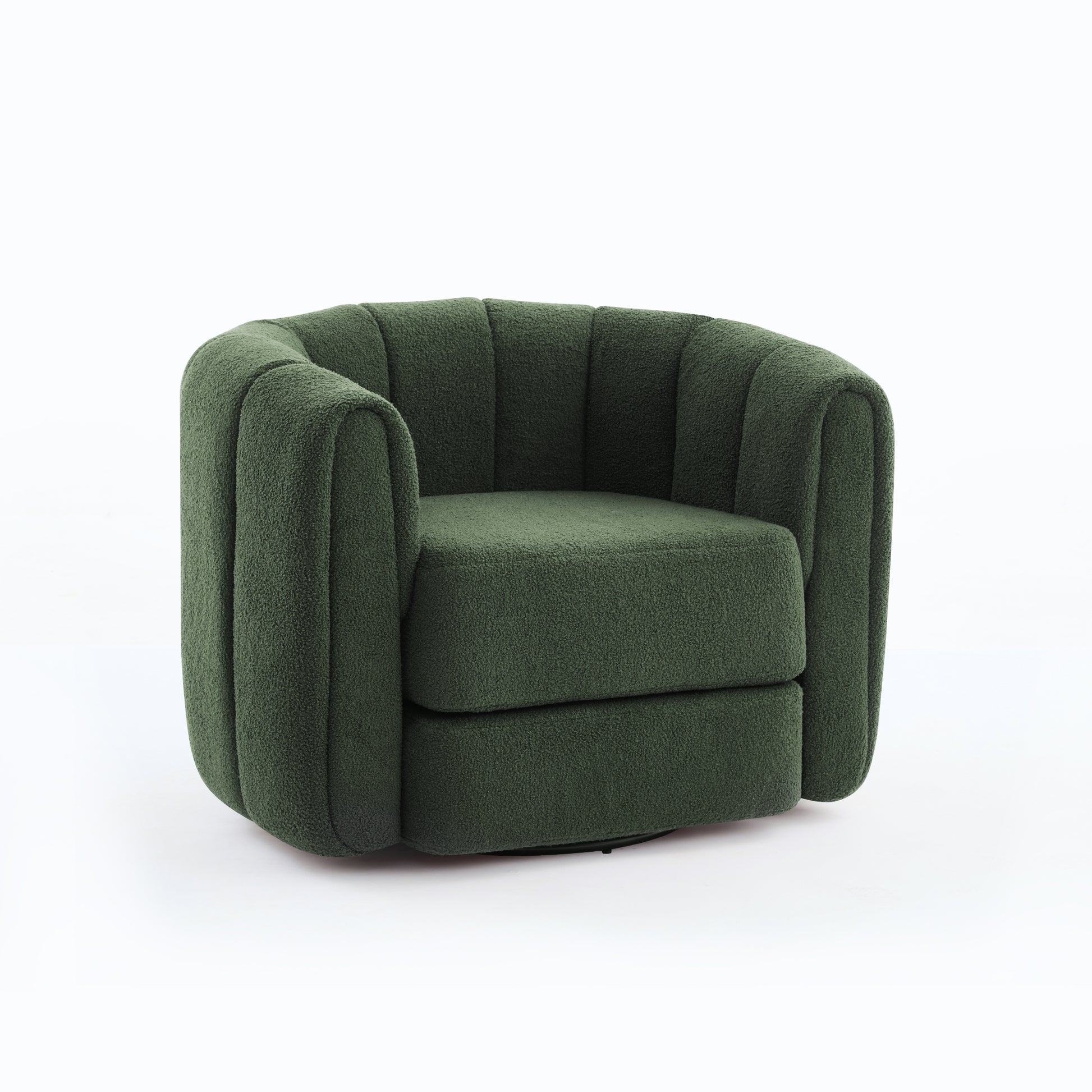 Swivel Accent Chair For Living Room, Sofa Chairs With Wood Base Side, Comfy Swivel Accent Chair With Wide Upholstered, For Living Room Green Dark Green Teddy