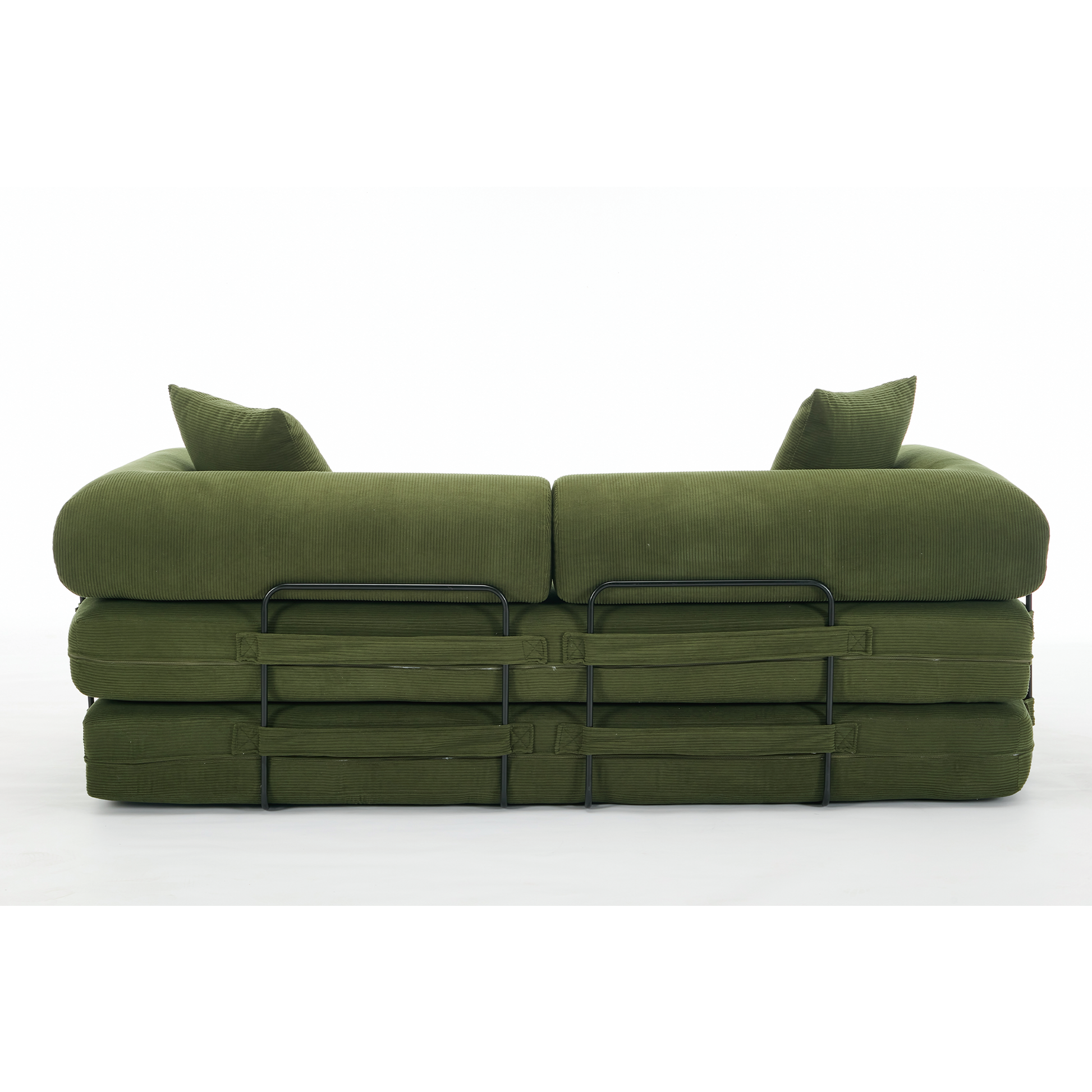 Arrived 78.5" Folding Convertible Out Sleeper Sofa Bed,4 In 1 Diy Combination Convertible Sofa, 3 Seat, Folding Sleeper Sofa, King Sizebedroom,Apartment,Corduroy,Green Green Polyester Primary Living