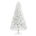 Homcom 6Ft Tall Artificial Christmas Tree, Unlit Xmas Tree With 1000 Branch Tips, Auto Open, Steel Base, Holiday D Cor For Home Office, White White Steel