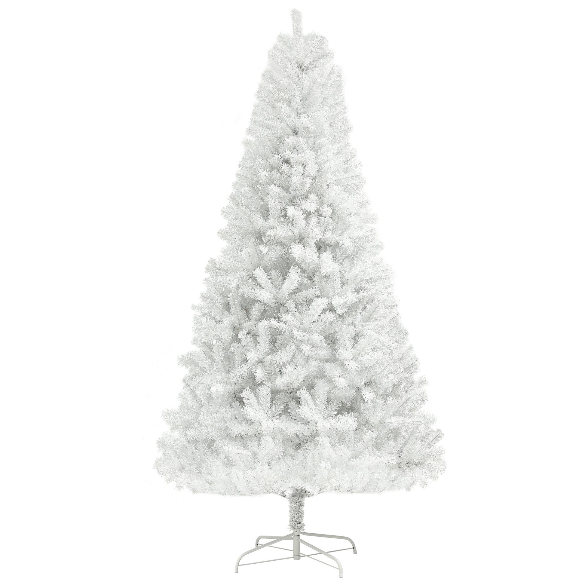 Homcom 6Ft Tall Artificial Christmas Tree, Unlit Xmas Tree With 1000 Branch Tips, Auto Open, Steel Base, Holiday D Cor For Home Office, White White Steel