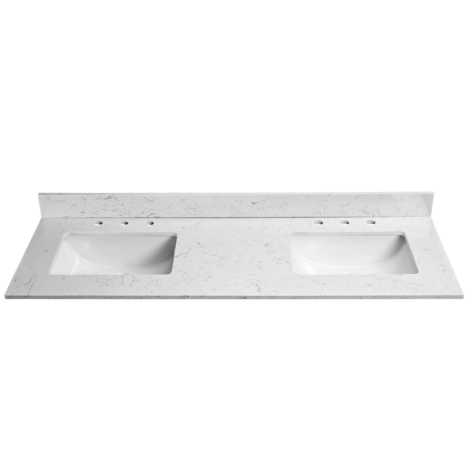 60"X 22" Bathroom Stone Vanity Top Engineered Color With Undermount Ceramic Sink And 3 Faucet Hole With Backsplash White Bathroom Stone