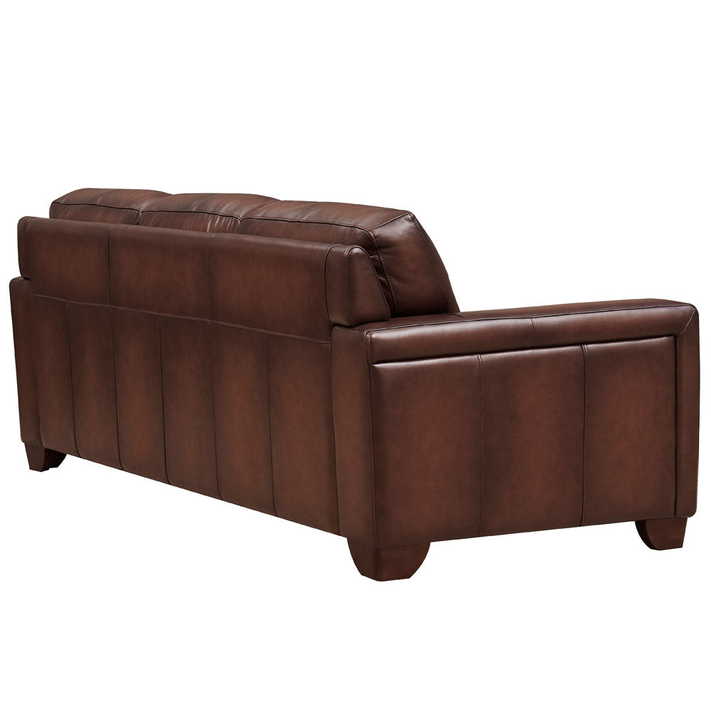 Alice Leather Sofa Caramel Genuine Leather Wood Primary Living Space Medium Firm Cushion Back Mid Century Modern Eucalyptus Square Arms Down Filling Genuine Leather 3 Seat