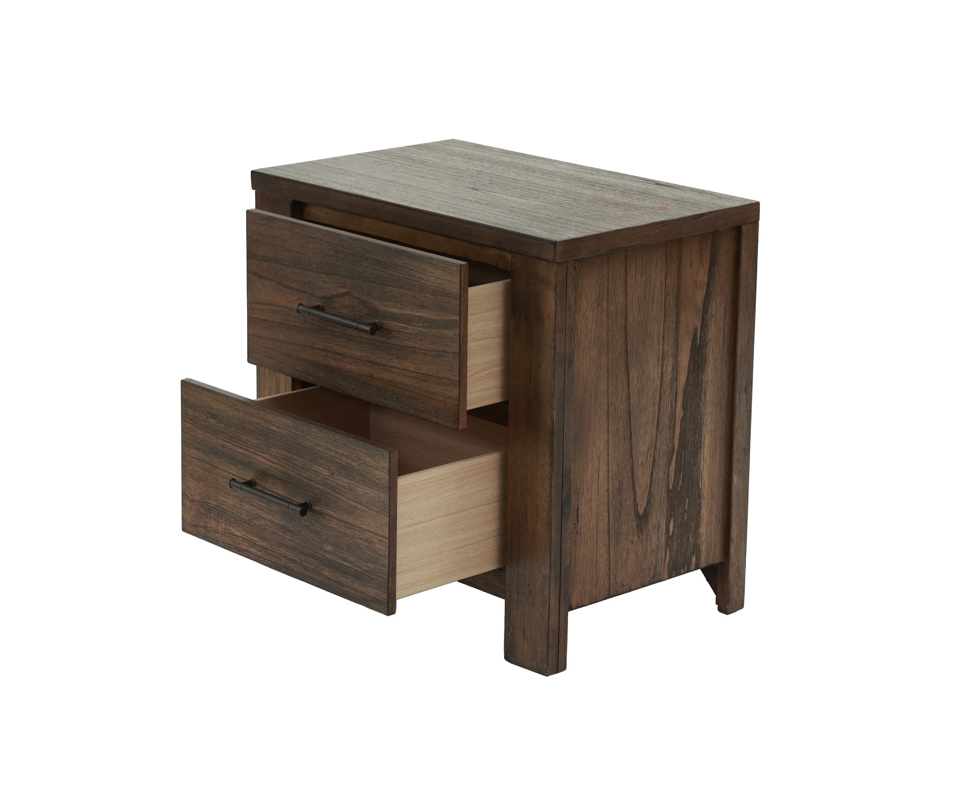 Oak Finish 1Pc Nightstand Wooden Bedside Table 2X Drawers Storage Bedroom Furniture Oak 2 Drawers Bedroom Bedside Cabinet Contemporary,Modern,Transitional Rubberwood Easy Assembly Oak Particle Board