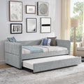 Daybed With Trundle Upholstered Tufted Sofa Bed, Twin Size, Boucle Fabric, Grey 83