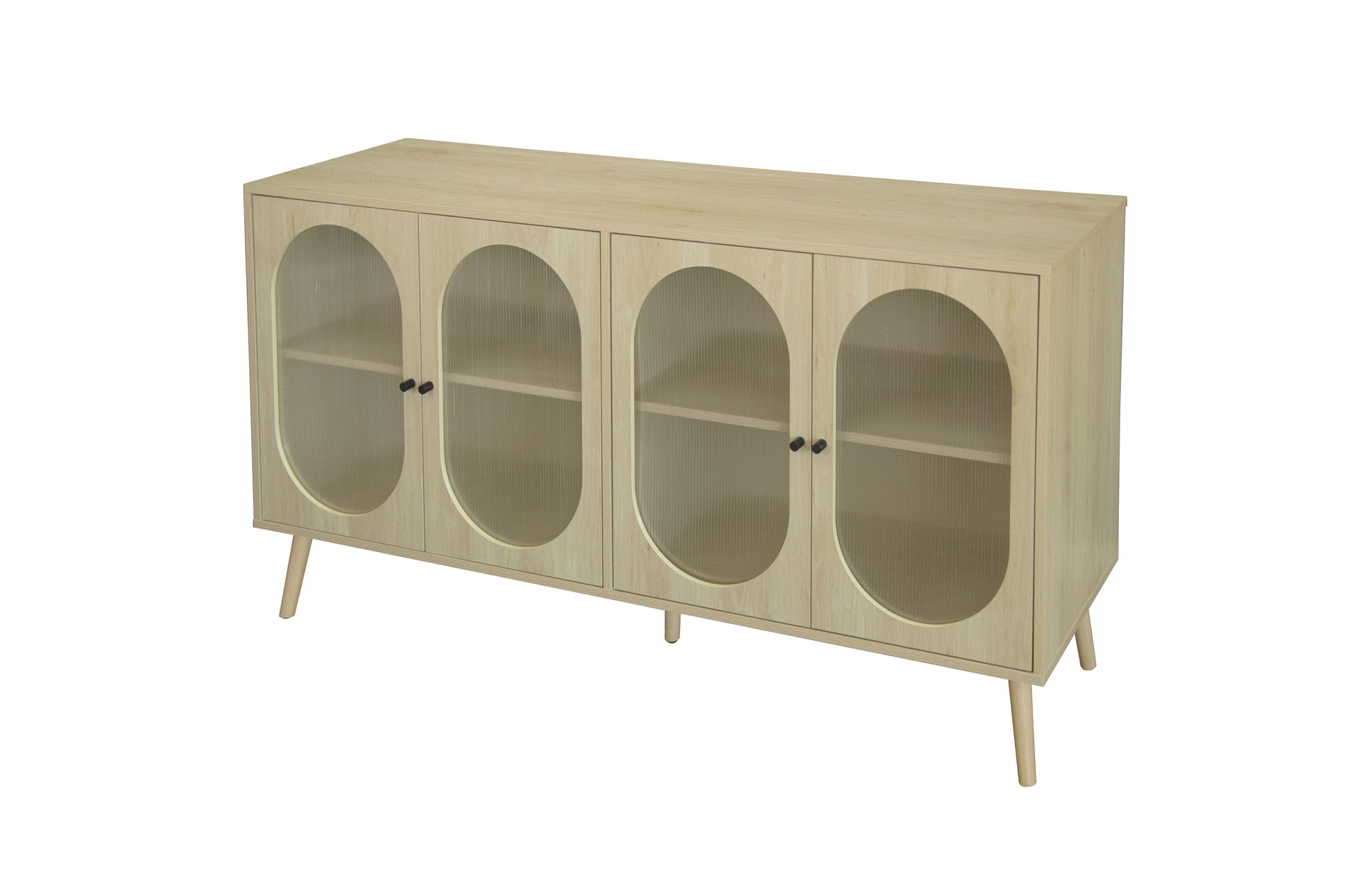 4 Door Cabinet, Sideboard Accent Cabinet, Storage Cabinet For Living Room, Hallway Entryway Kitchen Natural Wood Mdf