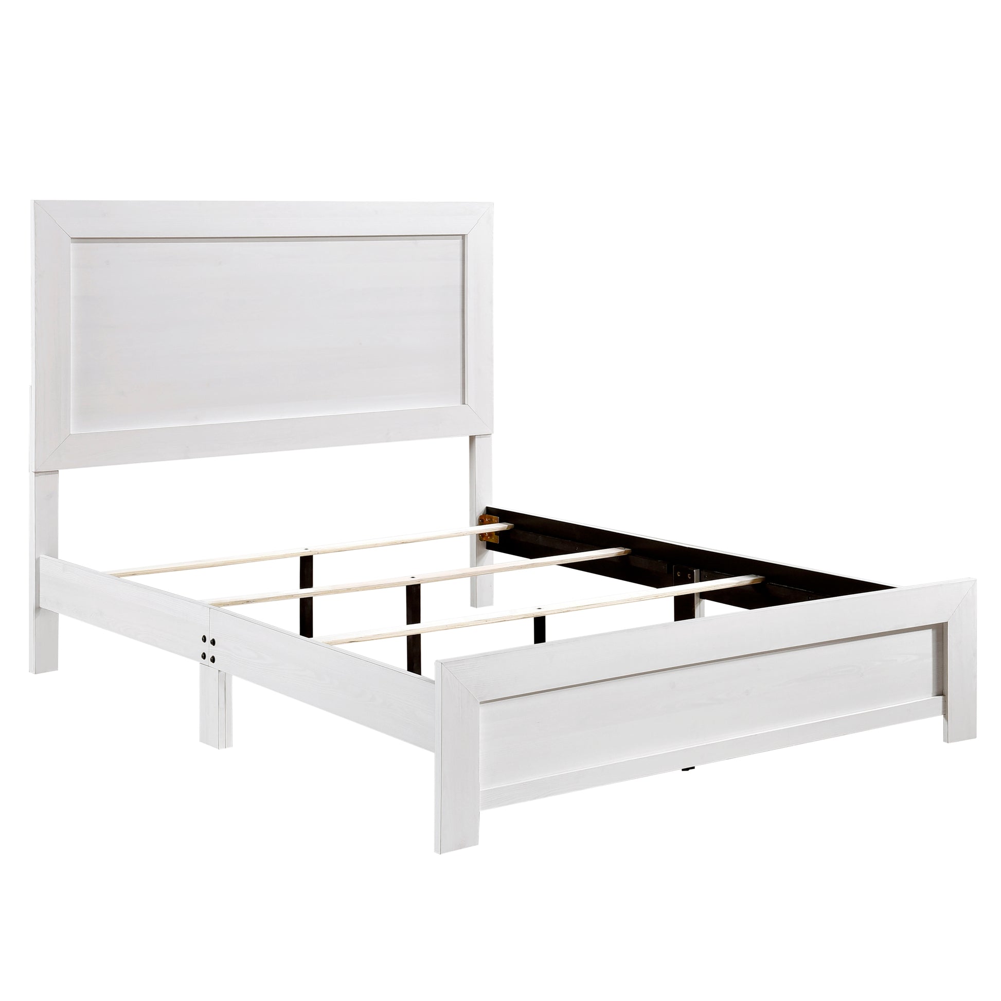 White Finish Full Size Panel Bed Wooden Bedroom Furniture 1Pc, Bed In A Box Box Spring Required Full White Bedroom Bed Frame Wood
