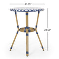 Picardy French Bistro Set Navy Blue Rattan