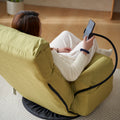 Adjustable Head And Waist, Game Chair, Lounge Chair In The Living Room, 360 Degree Rotatable Sofa Chair,Rotatable Seat Leisure Chair Deck Chair Green Metal Soft Cotton Metal