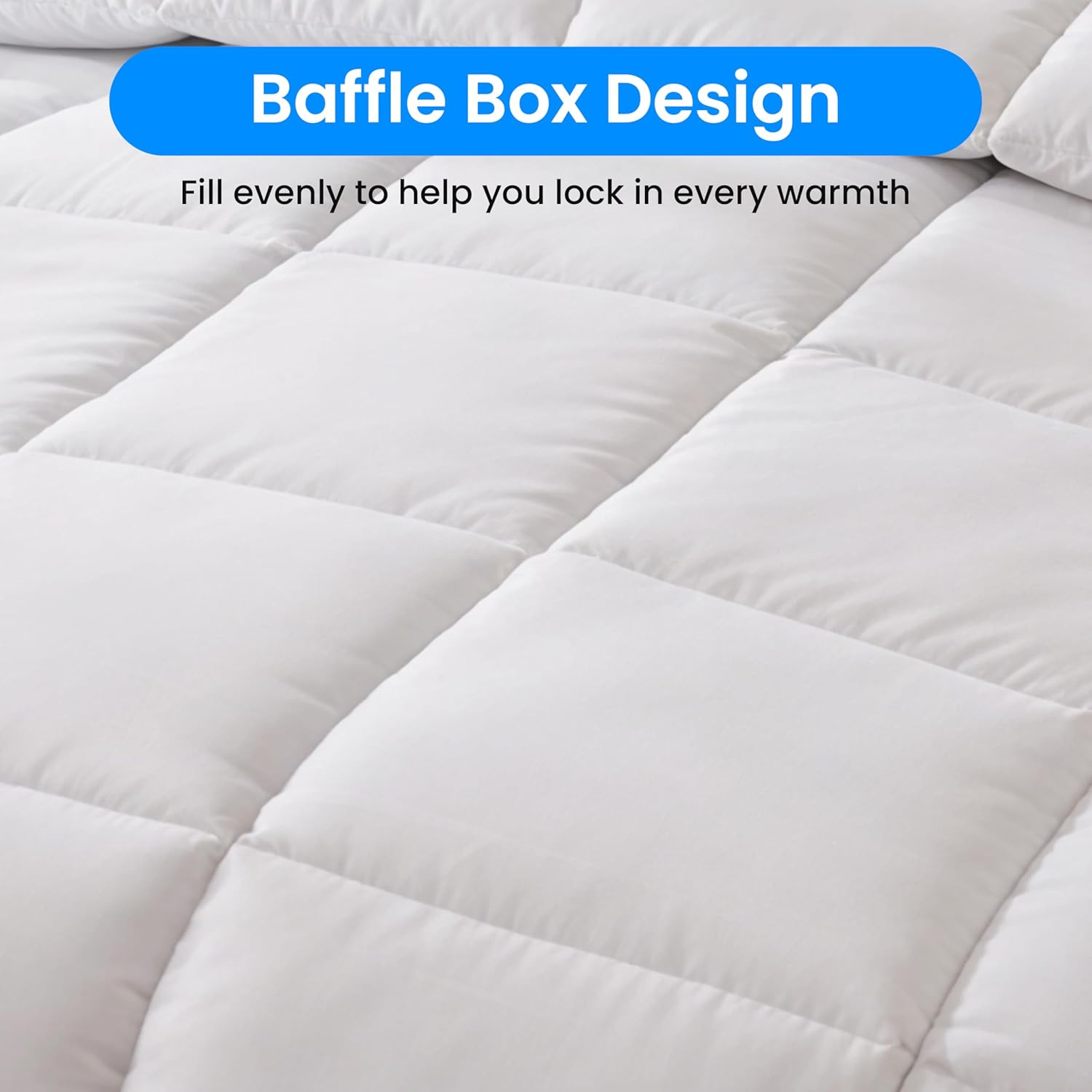 Comforter King Size, All Season Duvet Insert, Quilted Soft Down Alternative Bedding Comforter Reversible With Corner Tabs, Lightweight & Warm Microfiber, Machine Washable, 102"X90" White White
