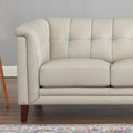 Arvo Leather Sofa Beige Down Filling Genuine Leather 3 Seat