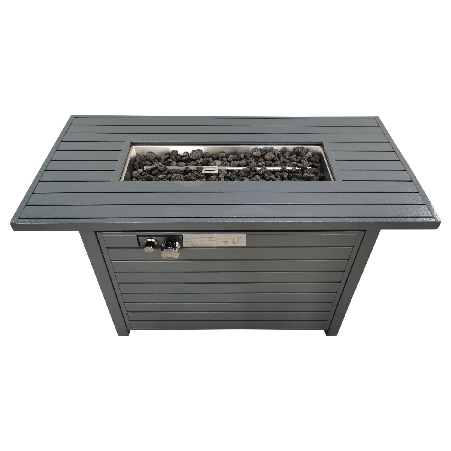 24" H X 54" W Steel Outdoor Fire Pit Table With Lid Gray Garden & Outdoor Modern Stone Steel