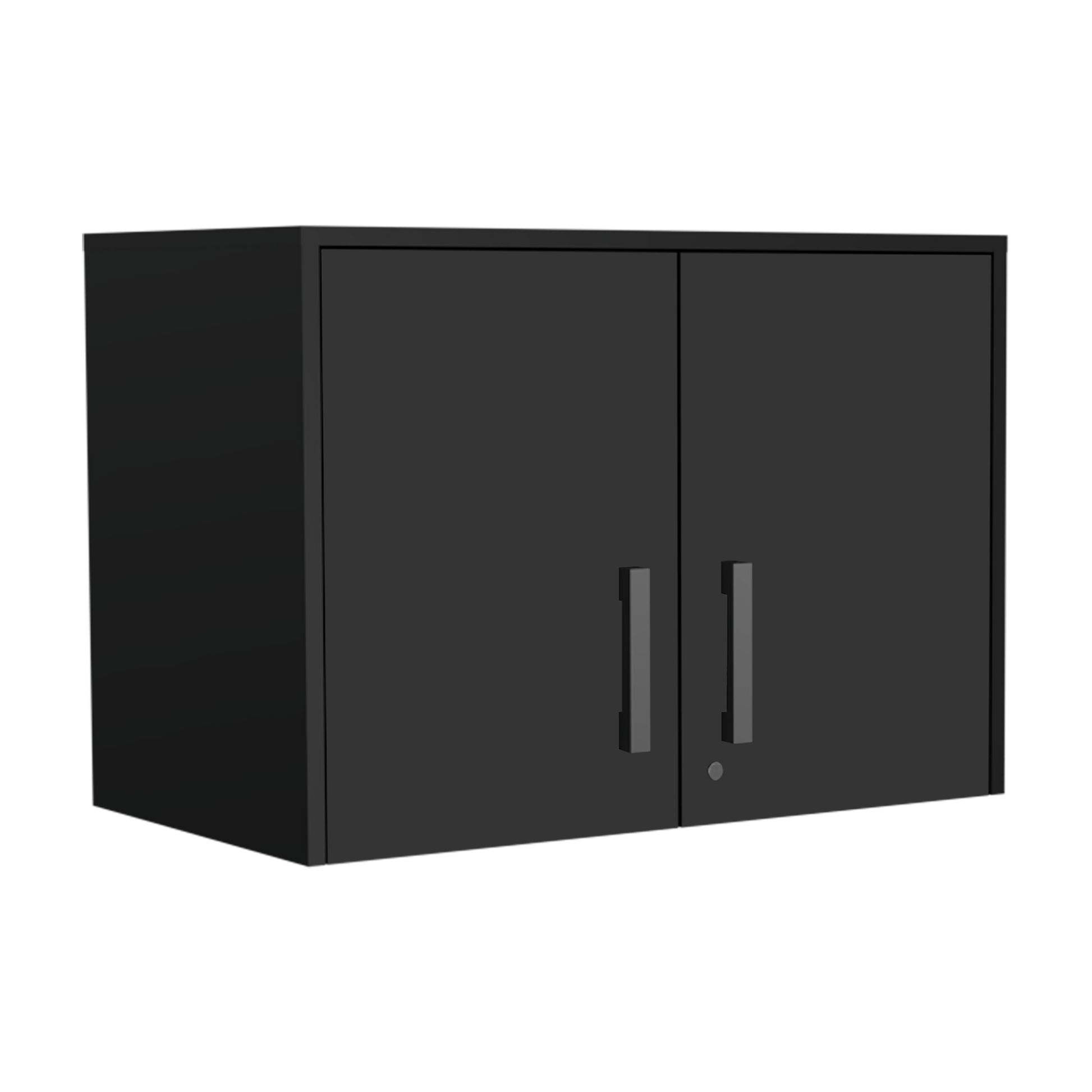 Storage Cabinet Wall Cabinet, Three Interior Shelves, Double Door Freestanding Black Kitchen Shelves Included Modern Particle Board Engineered Wood