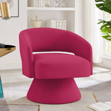 Modern Swivel Barrel Chair, Upholstered Velvet Round Accent Chairs,360 Degree Comfy Swivel Chair With Open Backrest, Single Chair Armchair For Living Room Bedroom, Homerest, Rose Pink Rose Pink Primary Living Space American Design,Contemporary,Luxury,Mid