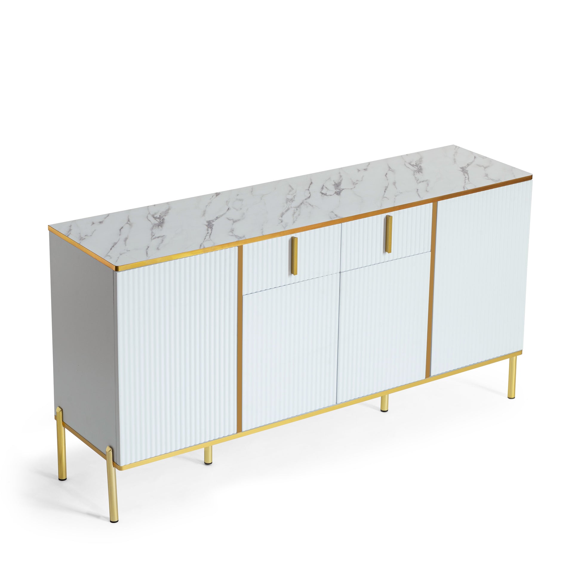 Four Doors And Two Drawers,Modern Sideboard Buffet Cabinet Storage Cabinet For Living Room,Kitchen,Dining Room,Hallway,White White White Dining Room Modern Drawers Included Mdf,Particle Board