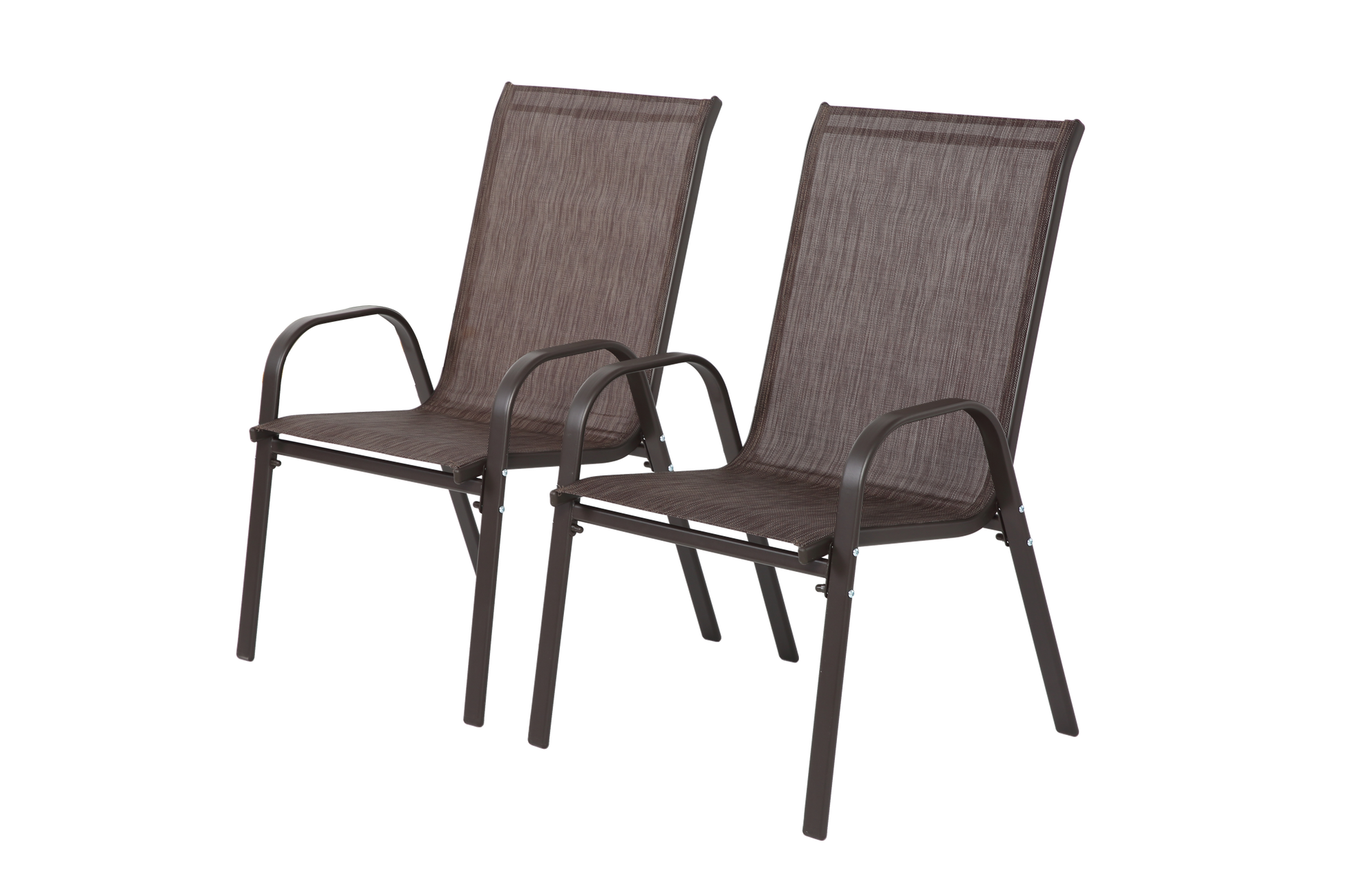 2 Piece Patio Chairs, Outdoor Camping Chairs Withtextilene Fabric, Set Of 2 Garden Chairs With Armrest High Backrest For Garden Patio Pool Beach Yard Space Saving Brown Brown Steel