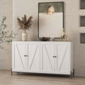 Storage Cabinet Buffet Cabinet With 2 Cabinet, 4 Doors, Metal Leg, Sideboard Wooden Cabinet, Entryway Floor Cabinet For Living Room, Study, And Entryway White White Mdf