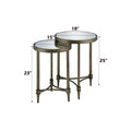 Aditya Nesting End Table, Mirror & Antique Brass Finish Lv02596 Antique Brass Metal