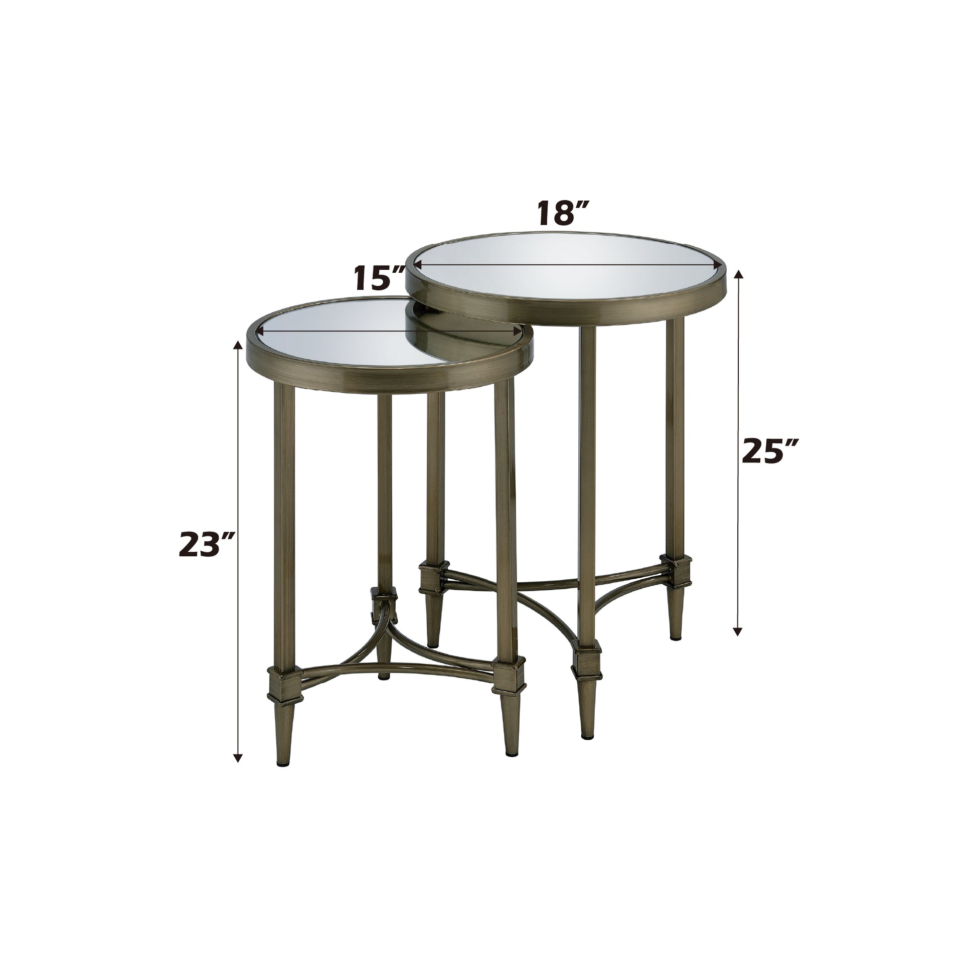 Aditya Nesting End Table, Mirror & Antique Brass Finish Lv02596 Antique Brass Metal