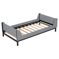 Twin Bed With Headboard, Footboard, Safeguards, Built In Bed End Book Storage Rack ,Grey Twin Grey American Design Pine