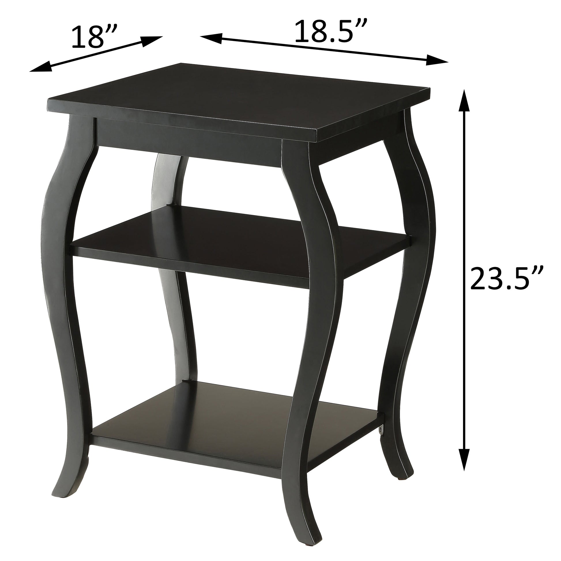 Black 2 Shelf End Table Black Primary Living Space Traditional Shelves Square Wood