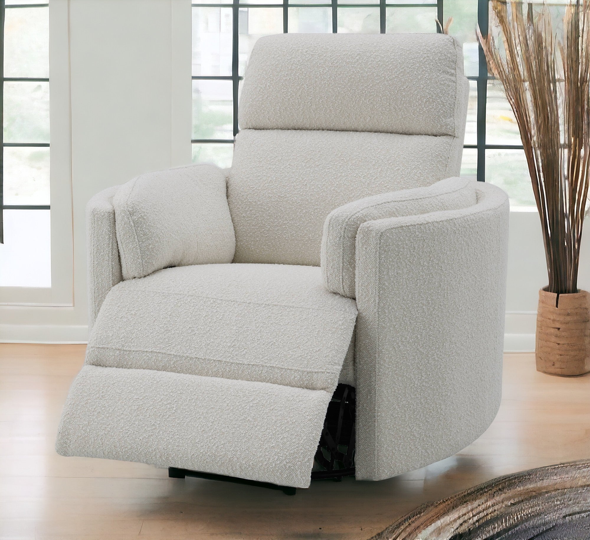 Sagen Glider Recliner W Swivel, Beige Boucle Lv02733 Beige Upholstered